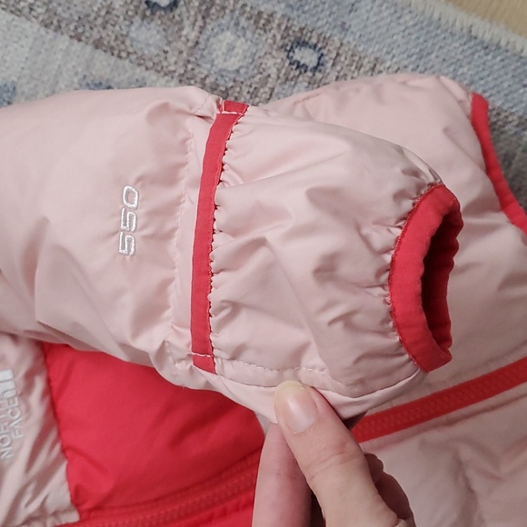 The North Face Pink Peach Baby Girl Moondoggy Hoodie Winter Coat Jacket Sz18-24m - Picture 4 of 13